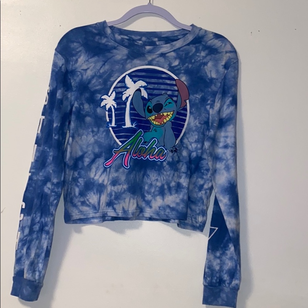 Disney Stitch Tie Dye Cropped Tee